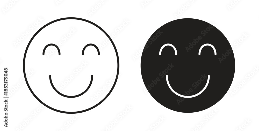 Fototapeta premium Smile icons. thin line and glyph vector icons pack on white background
