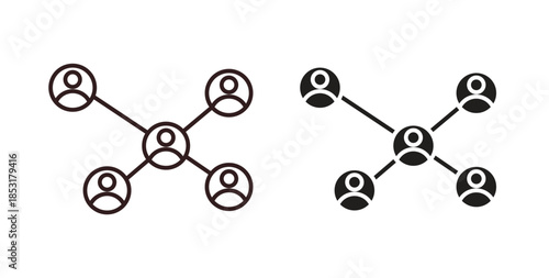 Social network icons. thin line and glyph vector icons pack on white background