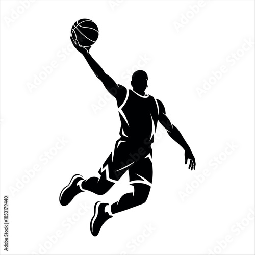 Basketball player in mid-air dunking Vector
