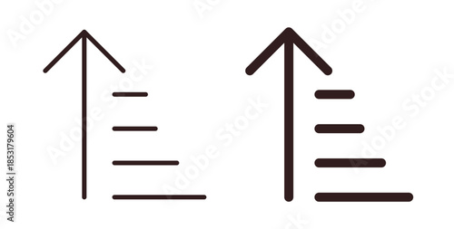 Sort amount up icons. thin line and glyph vector icons pack on white background