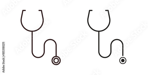 Stethoscope icons. thin line and glyph vector icons pack on white background
