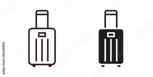 Suitcase icons. thin line and glyph vector icons pack on white background