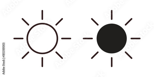 Sun icons. thin line and glyph vector icons pack on white background