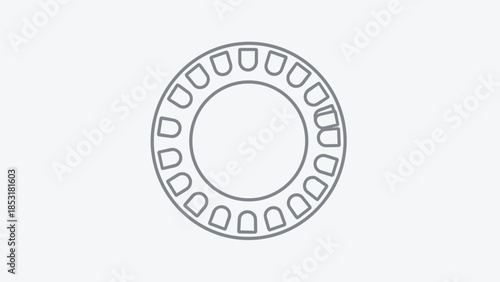A simple line drawing of a thrust needle roller bearing, illustrating a mechanical component for industrial engineering concepts.