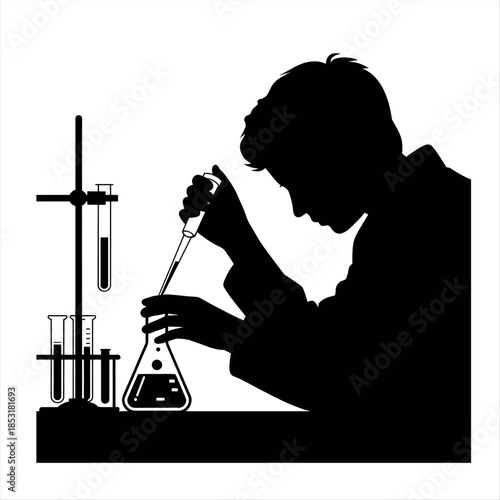 Scientist conducting a laboratory experiment Vector