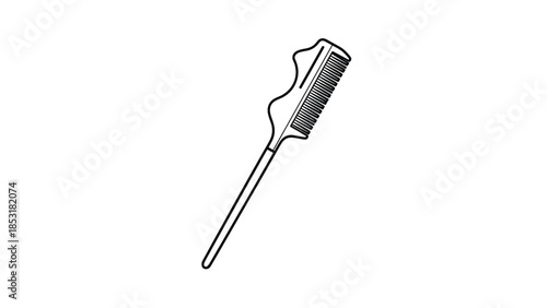 A black and white line art icon of a rat-tail comb, a versatile hairstyling tool used for parting and sectioning hair.