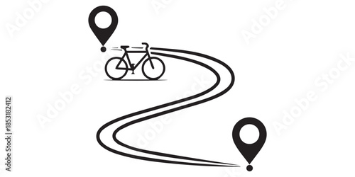 Bicycle route navigation icon Vector