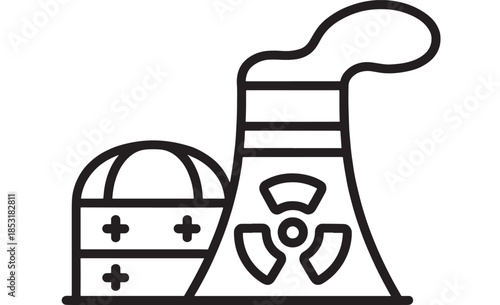 Industrial factory with smoke and radiation symbol a clean vector silhouette on transparent background