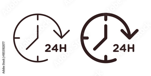 Time twenty four icons. thin line and glyph vector icons pack on white background