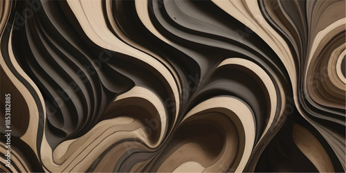 Abstract black and white marble background texture featuring a liquid silk flow with soft gold waves and a wavy chocolate satin swirl pattern for a luxury textile wallpaper design