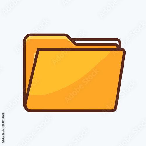 Orange Folder Icon with a Simple Design and Clean Lines Representing a Document Holder