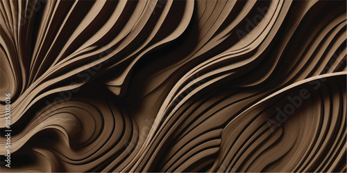 High End Black Abstract Carved Wood Background Texture Created for Luxury Architecture Interior Decor and Wooden Panels