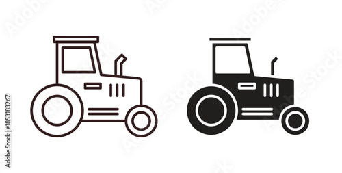 Tractor icons. thin line and glyph vector icons pack on white background