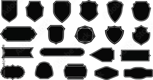 Collection of 20 black label shapes and templates