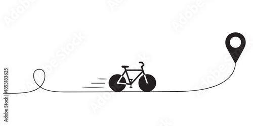 Bicycle route with location pin Vector