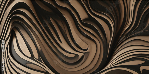 Premium Black Wooden Door and Wall Panel Texture with Abstract Wave Carving for Luxury Interior and Architectural Projects
