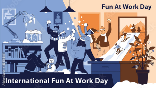 Colleagues celebrating International Fun At Work Day with enthusiasm and joy.
