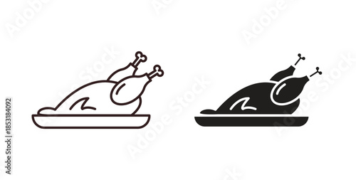 Turkey icons. thin line and glyph vector icons pack on white background