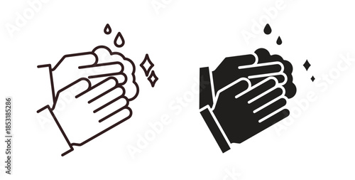 Wash your hands icons. thin line and glyph vector icons pack on white background