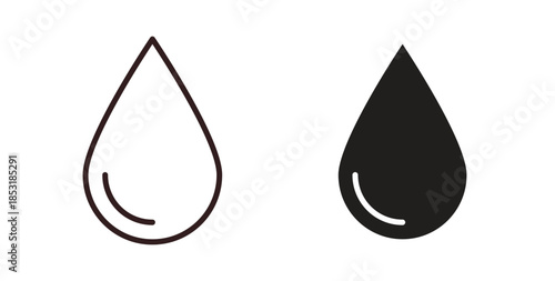 Water drop icons. thin line and glyph vector icons pack on white background