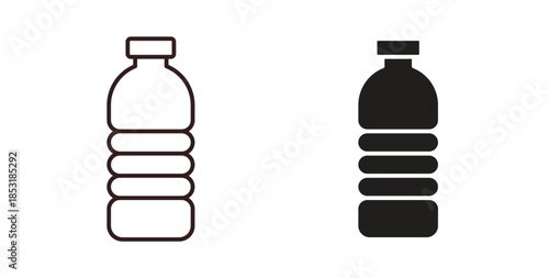 Water bottle icons. thin line and glyph vector icons pack on white background