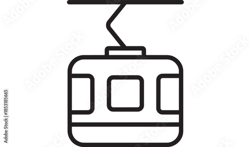 Simple cable car icon design modern linear style on transparent background silhouette