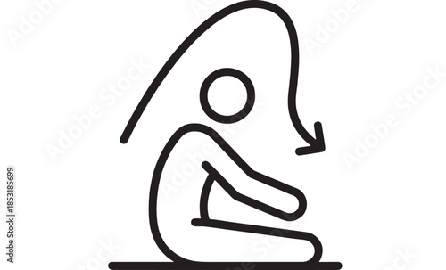 Person sweeping the floor with a broom simple line art on transparent background silhouette