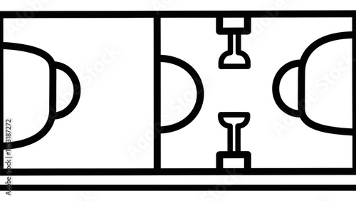 Black vector icon set of a coffee and tea cup on a table featuring a business design concept collection