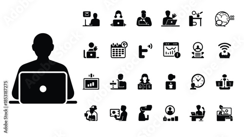 Remote Work Black Silhouettes