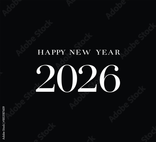 Happy New Year 2026 Elegant Serif Typography Vector