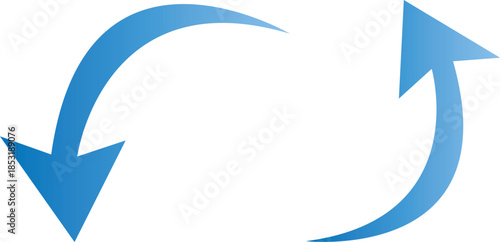 Blue up and down arrows icon representing download and indicate sign for digital interface navigation.