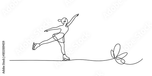 Elegant one line drawing of a figure skater in motion Vector, illustration
