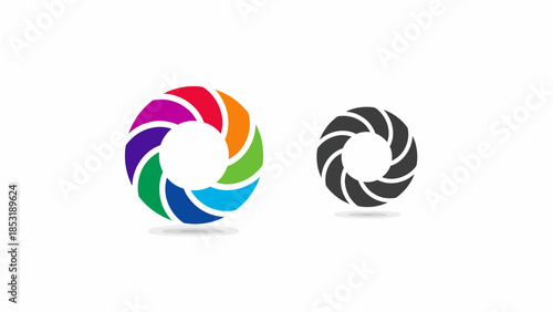 Abstract Ring of Colors and Monochrome Diaphragm Symbol