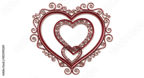 Hearts with Swirling Reddish-Brown Patterns on White Background