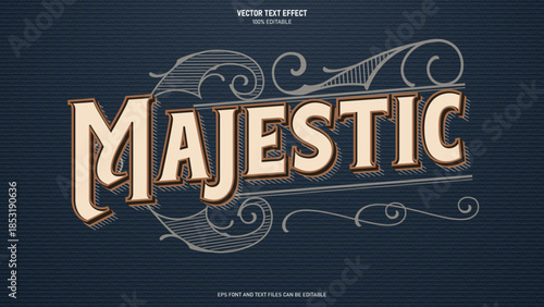 Vintage retro text effect  victorian style editable text effect