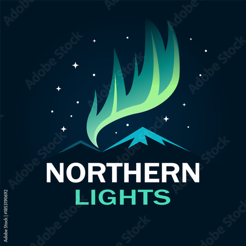Northern Lights logo, vector art illustration.