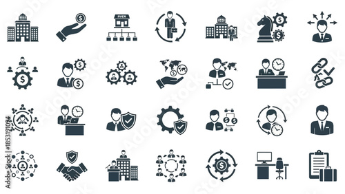 Business Management and Strategy Icons Set