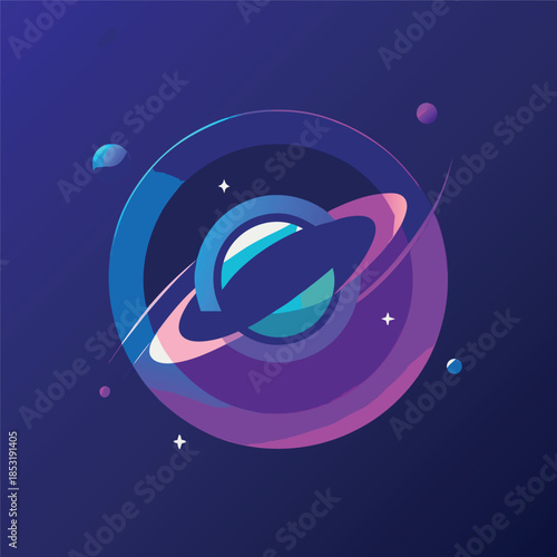 Abstract blue spiral made of glowing circular lines and dots on a dark navy background, modern futuristic tech style