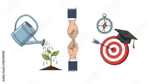 Futuristic Nanotechnology and Biotechnology Science Icons Set on White Background