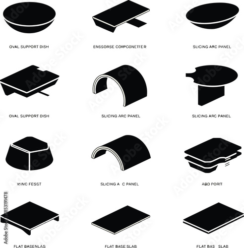 Diverse geometric and structural elements: a collection of technical design components
