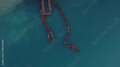 Rowing boats on Lake Braies, Italy