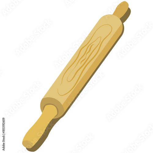 wooden rolling pin vector drawing.
