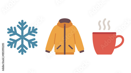 Winter Clothing and Hot Beverage in Cozy Warm Lighting on White Background for Seasonal Advertising