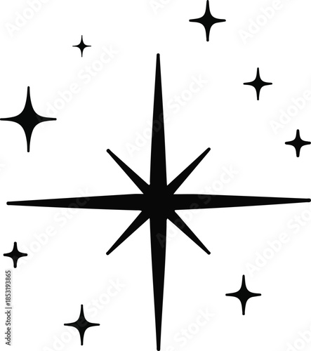 Sparkling starburst graphic, twinkling starlight, celebrating magic and wonder