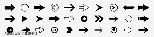 Arrow icon set, arrow cursor. Modern simple arrows. collection, different arrow signs, black arrows icons. Vector illustration.