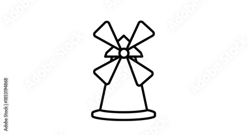 Simple Line Drawing of a Traditional Windmill Structure.
