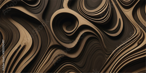Premium Black Abstract Carved Wood Texture Background with Flowing Wave Design for Luxury Architecture and Interiors  