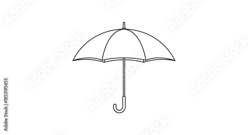 Simple Line Drawing of an Open Umbrella for Weather Protection.