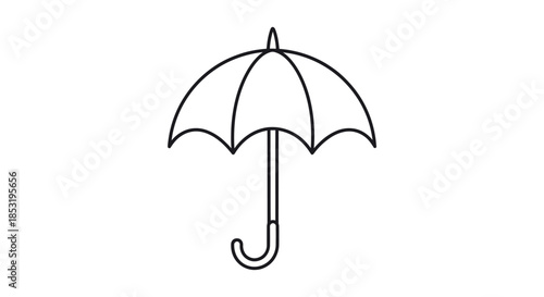 Simple Line Drawing of an Umbrella for Weather Protection.