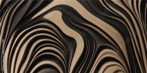 Luxury Black Abstract Carved Wooden Wave Texture Background for Premium Door Panels Interior Walls and High End Architectural Design Projects
